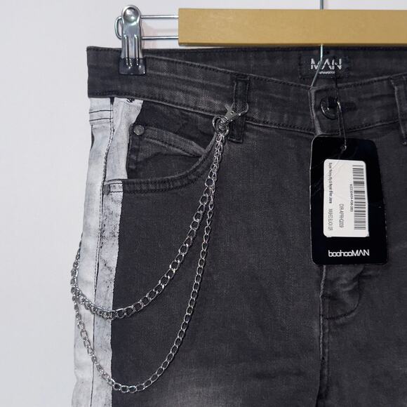 Boohooman Super Skinny Rip & Repair Biker Jeans men’s size 32R - Picture 3 of 9